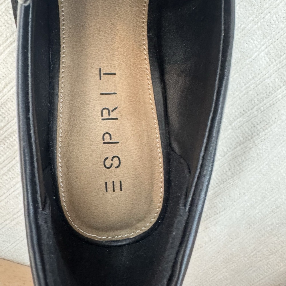Esprit Platform Loafer Heels Womens 7.5 Black Chunky Lug Sole Slip On - Picture 6 of 9